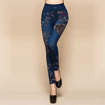 Slim Mock Pocket Woman Print Jegging 1