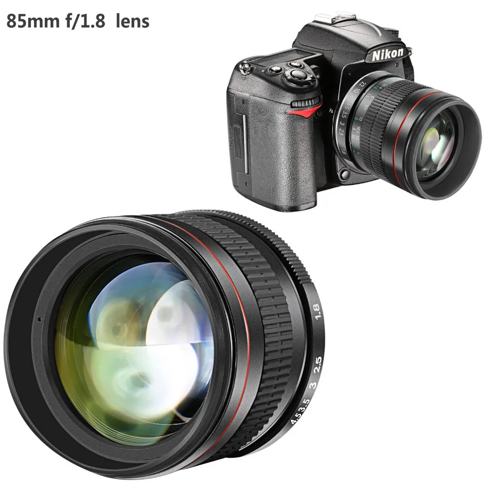 Neewer 85mm f/1.8 Portrait Aspherical Telephoto Lens for Nikon D5 D4S DF D4 D810 D800 D750 D610 D600 D500 D7200 D7100 D7000 D5500 D5300 D5200 D5100 D3400 and D3100 DSLR Cameras Manual Focus HD Glass 
