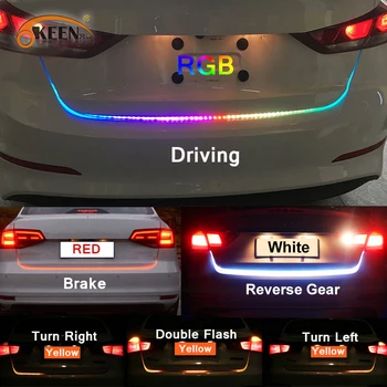 

OKEEN Amber Turn Signal Flow led trunk Strip light Tailgate luggage 12V Car Rear Lamp Dynamic Streamer Floating RGB led strip