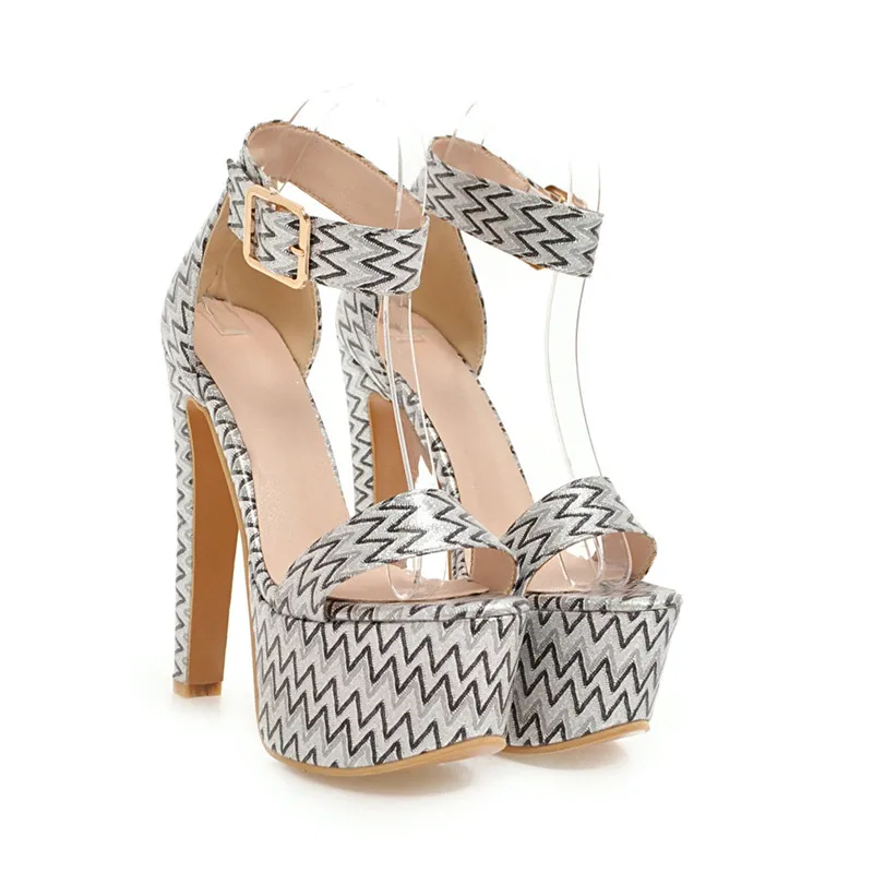 Tamaño Sandalia Punk Señoras Negro Ymechic Plataforma Cielo Correa Sandalias Mujer Impreso Verano rosado Hebilla Talón Más Azul Tacones Cubierta Extrema Rosa Altos azul 6qHZaU