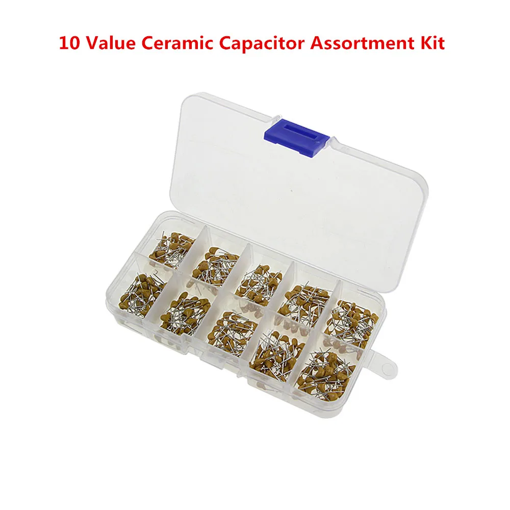 

300pcs 10Value 50V 10pF 20pF 30pF 47pF 56pF 68pF 100pF 1nF 10nF 100nF Multilayer Ceramic Capacitor Assortment Kit