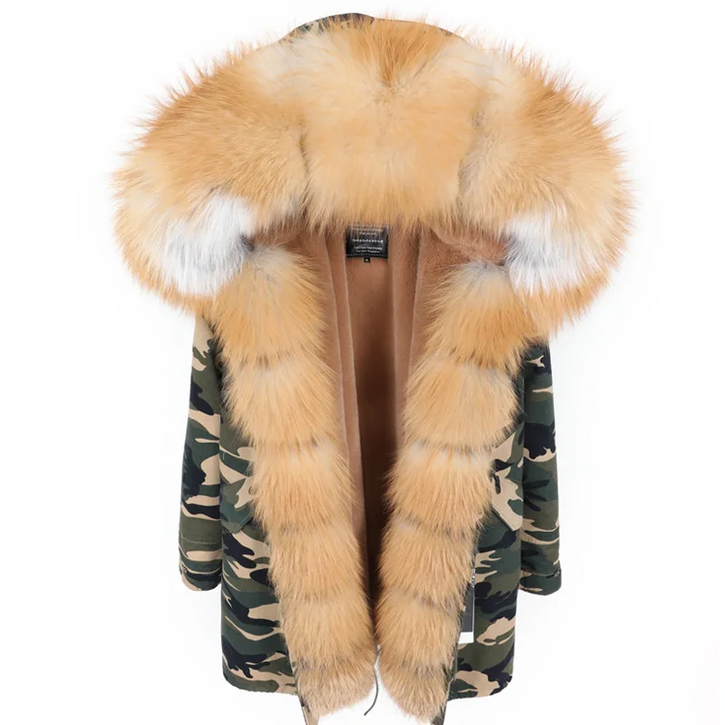 MAOMAOKONG2019 новое зимнее пальто с воротником из натурального Лисьего меха женская куртка плюс бархатная Толстая съемная подкладка - Цвет: 26