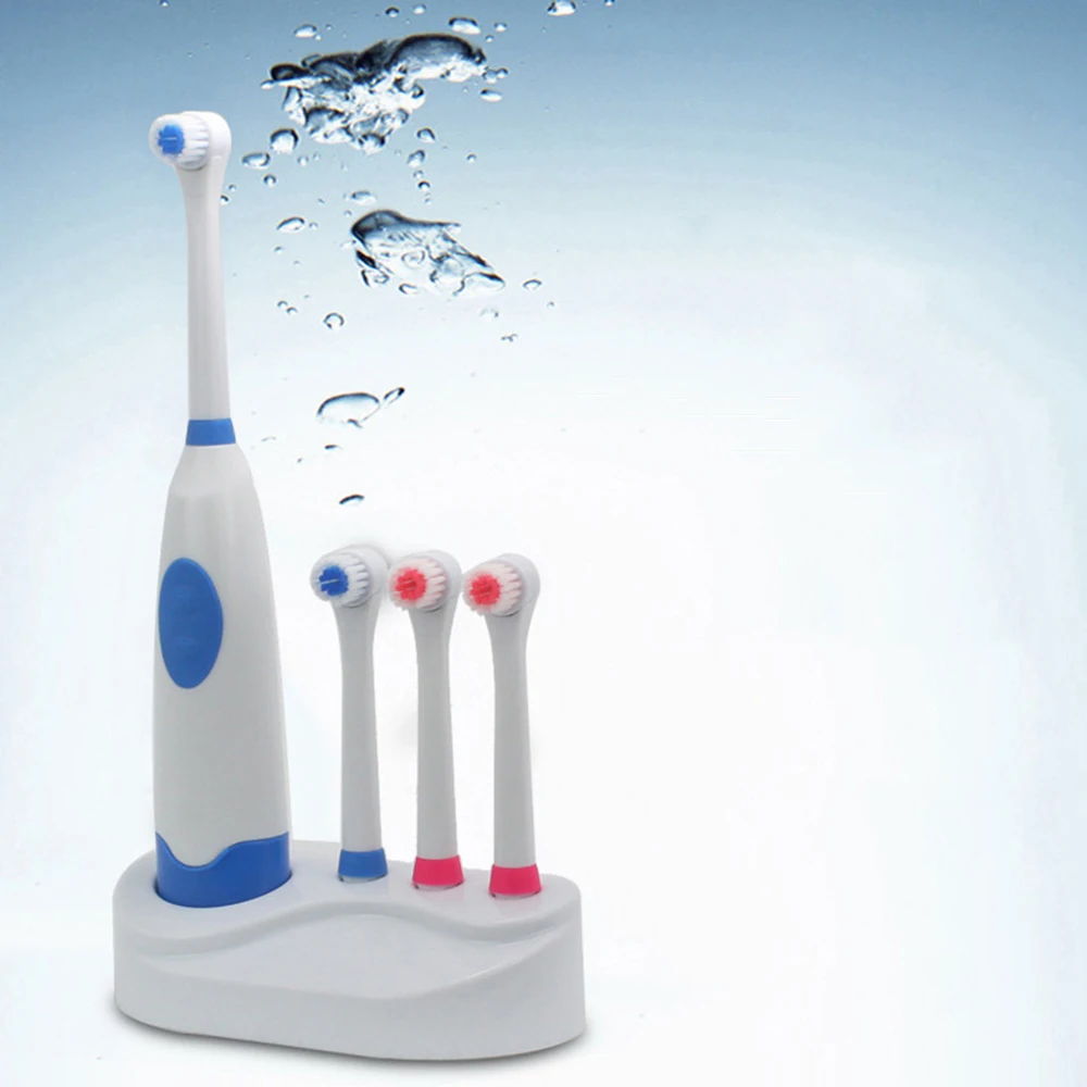 Battery Operated Waterproof Soft Electric Toothbrushes with 4 Replace