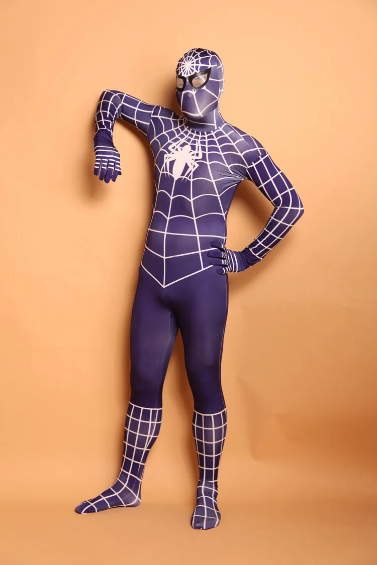 

(SN912) Unisex Adult Full Body Dark purple Lycra Spandex Superhero Spiderman Zentai Suits Halloween Party Costume