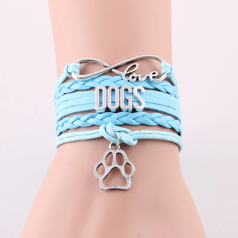 Love Dogs Bracelet Animal Pet Paw Charm Leather Wrap Lara Creation Love Dogs Bracelet Animal Pet Paw Charm Leather Wrap