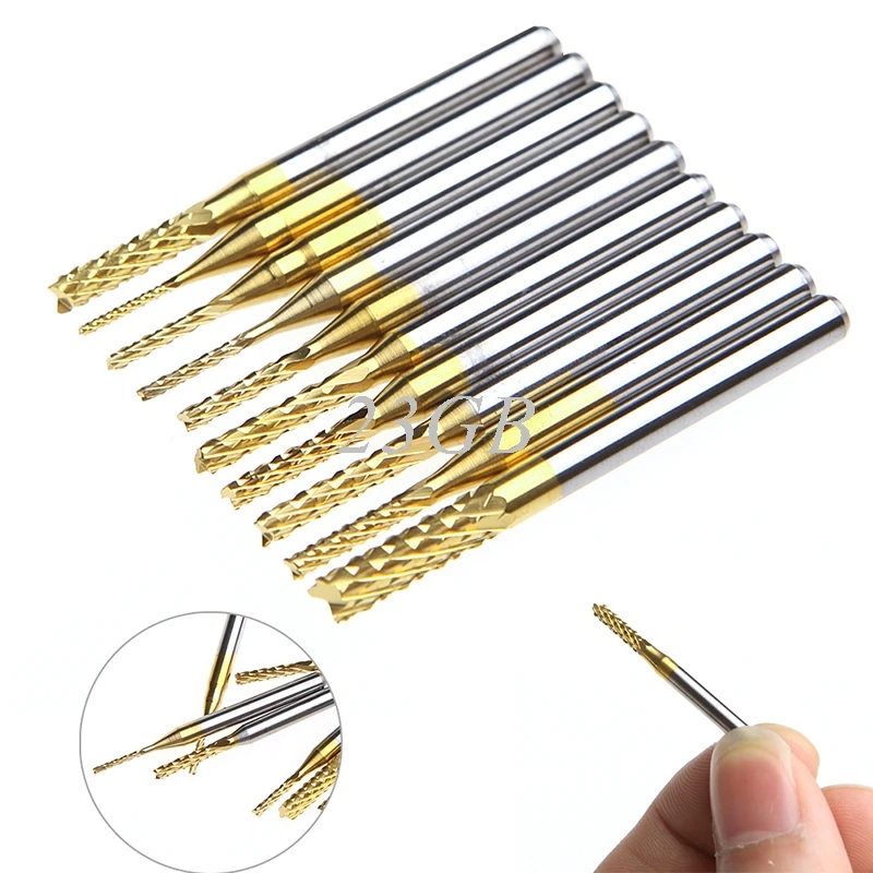 

1/8'' 0.8-3.175mm PCB Drill Bit Set Engraving Cutter Rotary CNC End Mill 10PCS/SET JUL31_20
