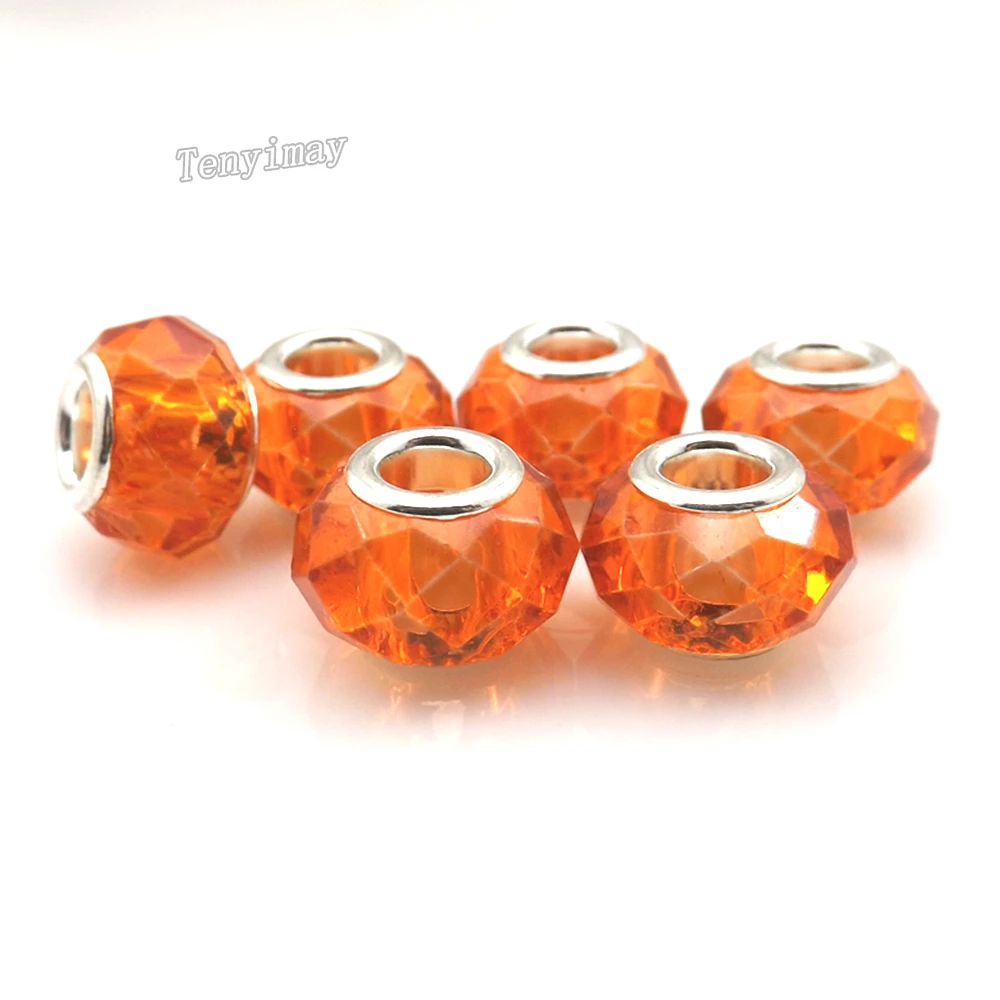 

Wholesale 100pcs European Big Hole Crystal Beads Orange Color For Jewelry Making
