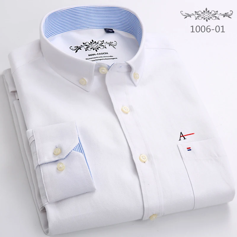 Prix DUDALINA Nouveau Arrivé Mode Hommes Chemises de Haute Qualité À Manches Longues Rayé Masculina Solide Couleur Hommes Robe Chemise Blanc Mâle Chemise