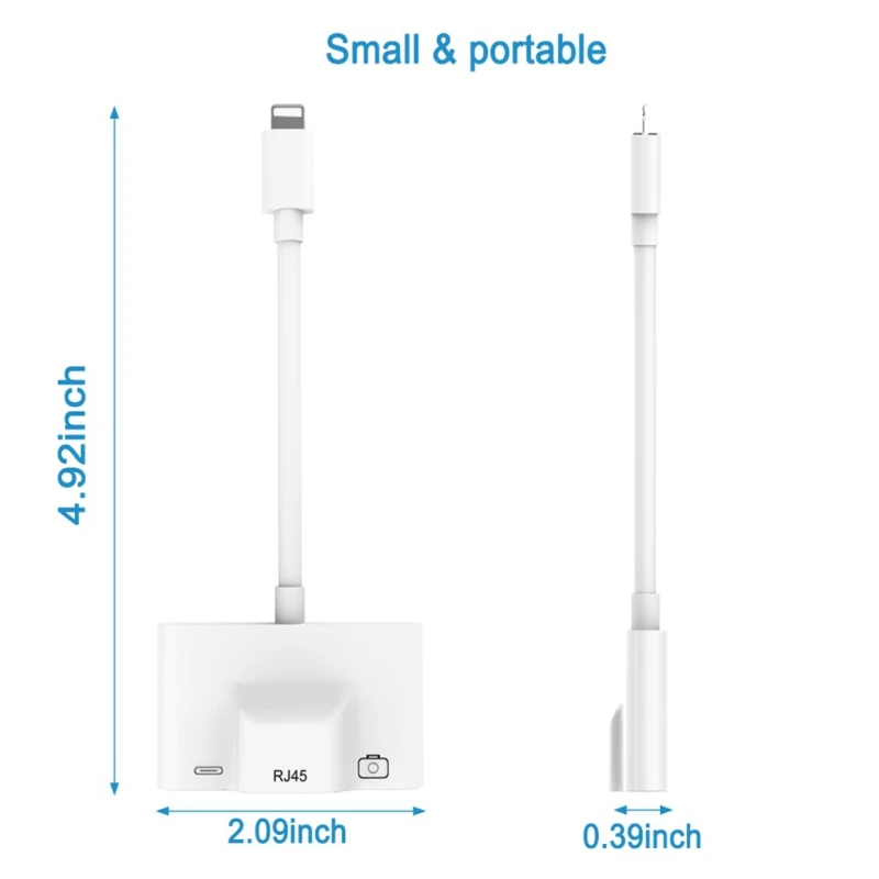 

Adapter For Apple to RJ45 Ethernet LAN Wired Network with USB 3.0 OTG Digital Camera Reader Converter For iPhone X/XR/XS/8/7