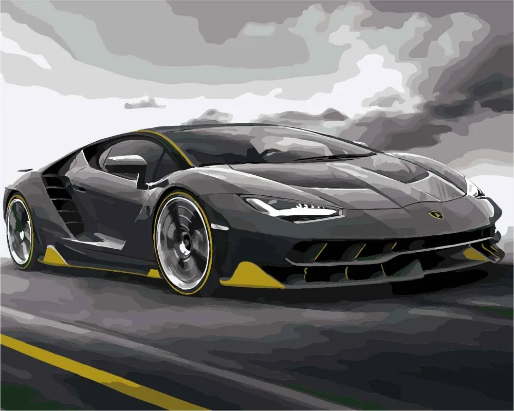 cioioil-C610 Black sports car Painting By Numbers Canvas Painitng Home Wall Art Picture Coloring By Numbers