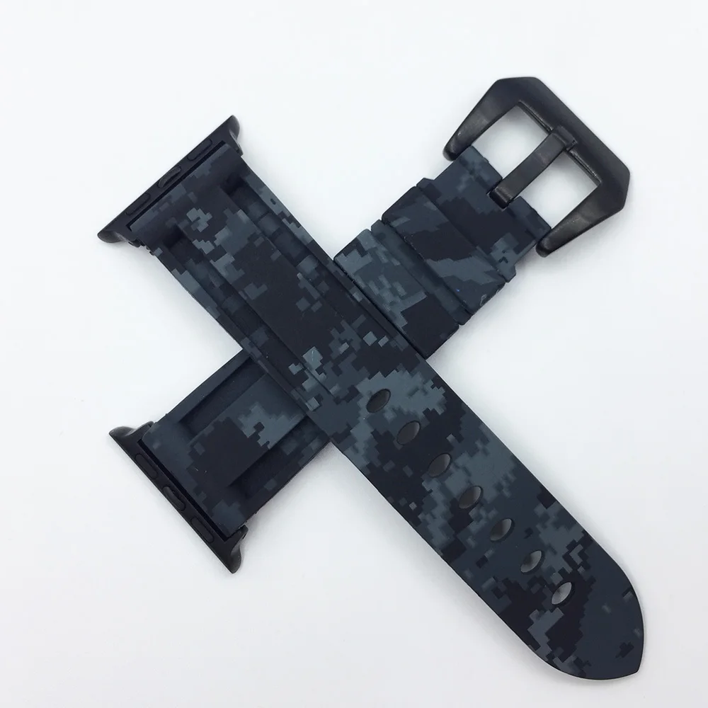 Rubber Silicone Camouflage Watchband for Apple Watch Band 42mm 44mm Sport Strap 38mm 40mm iWatch Bands Bracelet Series 4 3 2 1