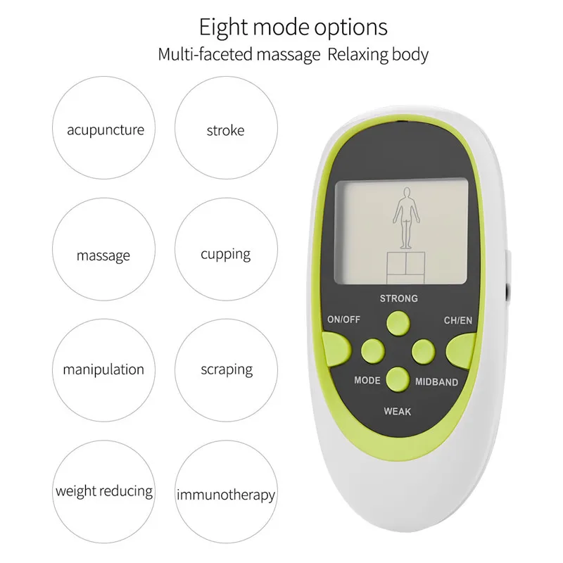 Электронный импульсный массажер, мышечный Стимулятор, устройство для облегчения боли в спине, поясницы, двойной выход, массажер для тела с 8 подушечками 0