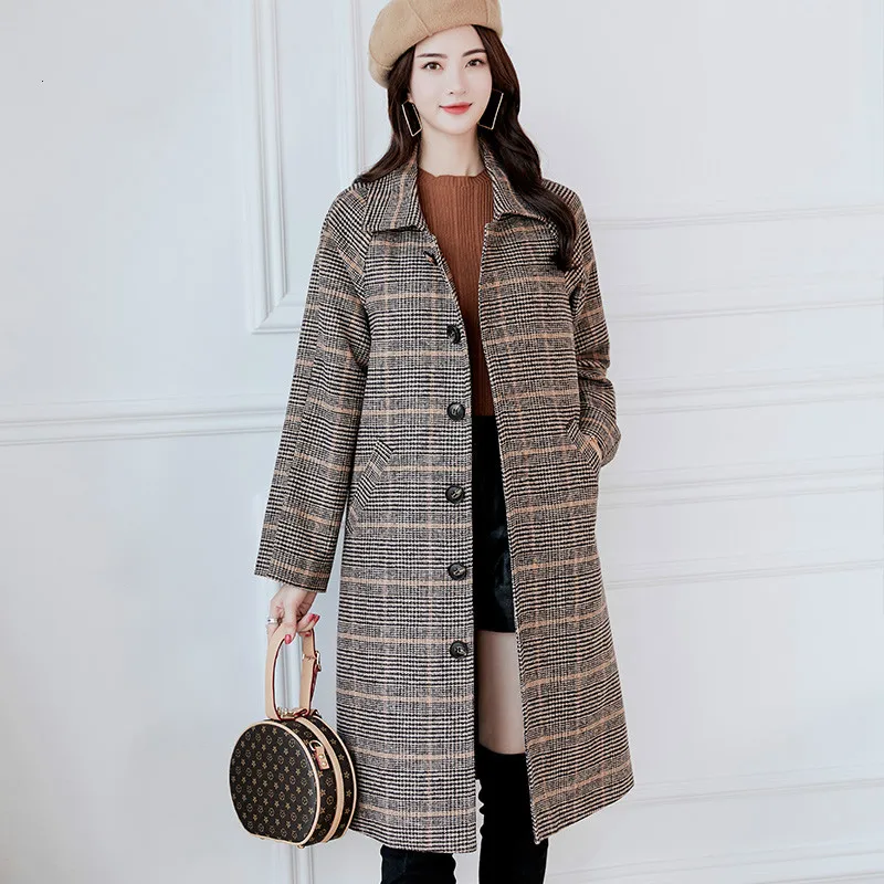 NEW Korean version winter Women woolen trench coat Long Loose Single