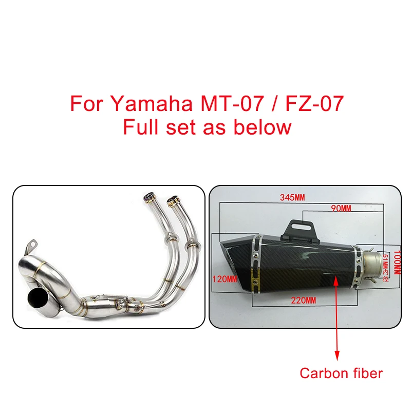 MTCLUB мотоцикл полный набор глушитель выхлопной системы для Yamaha MT 07 FZ MT07 FZ07 XSR700 2013
