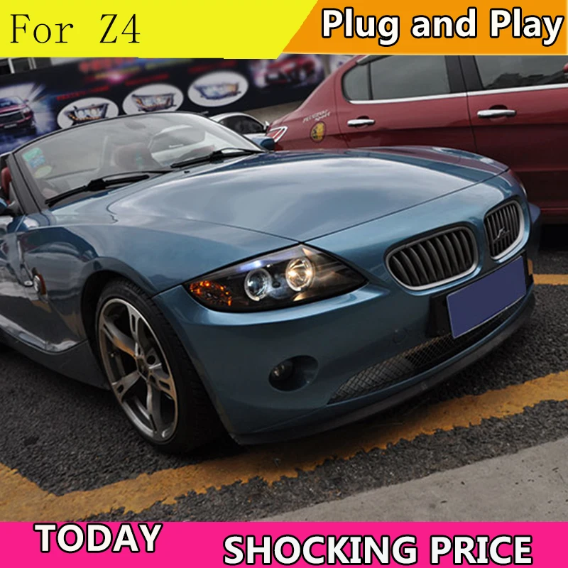 Автомобиль Стайлинг для BMW Z4 E85 светодиодный фары 2003-2008 для Z4 фар Светодиодные ангельские глазки drl H7 hid Би-ксеноновые линзы ближнего света