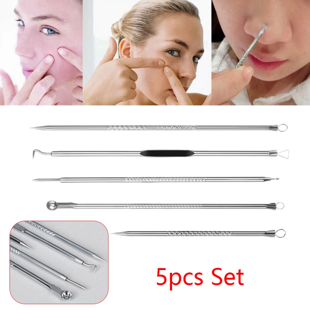 5 шт./компл. нержавеющая угревая лицевая пятно от акне для удаления прыщей Профессиональный экстрактор иглы инструмент для лица Comestic аксессуары