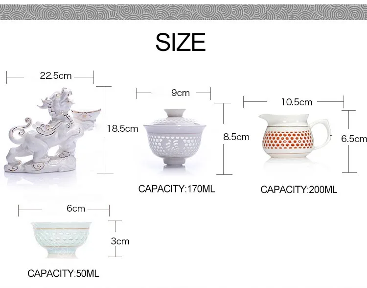 Китайский полуавтоматический чайный набор, посуда для напитков, полый сотовый керамический фарфор, стеклянный дракон, Орел, чайный набор кунг-фу ленивый Стрейнер, чашка