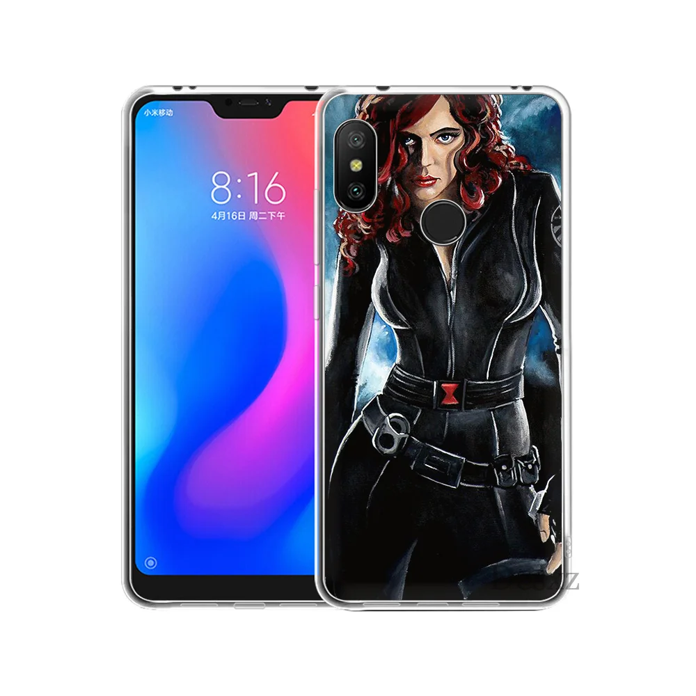 Жесткий Чехол для мобильного телефона Desxz Black Widow Xiaomi Mi 5 5S 6 8 9 A1 A2 5X 6X Mix 2S F1 Lite