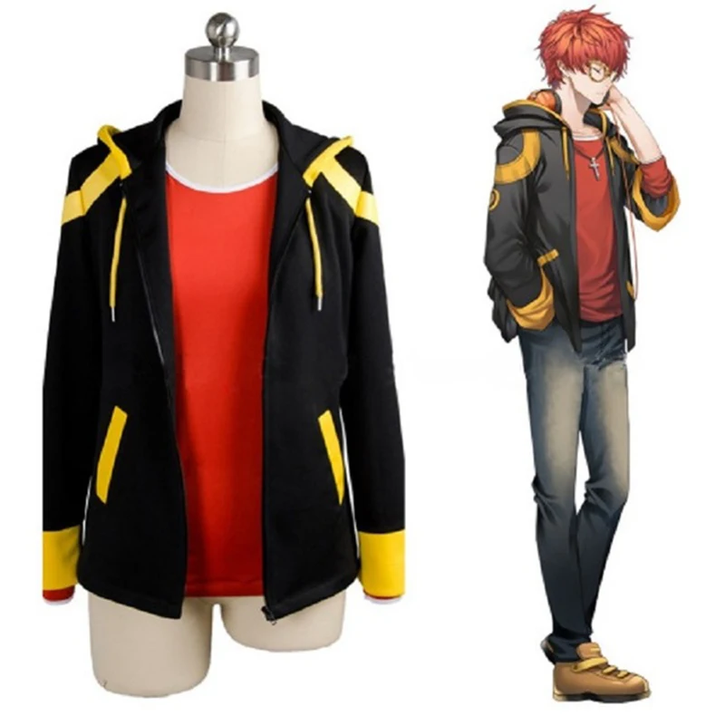 

Adult Mystic Messenger Game Anime Cosplay Costume Unisex Zipper Hoodie + T-Shirt 2 Piece Set Autumn And Winter Fleece Sweater