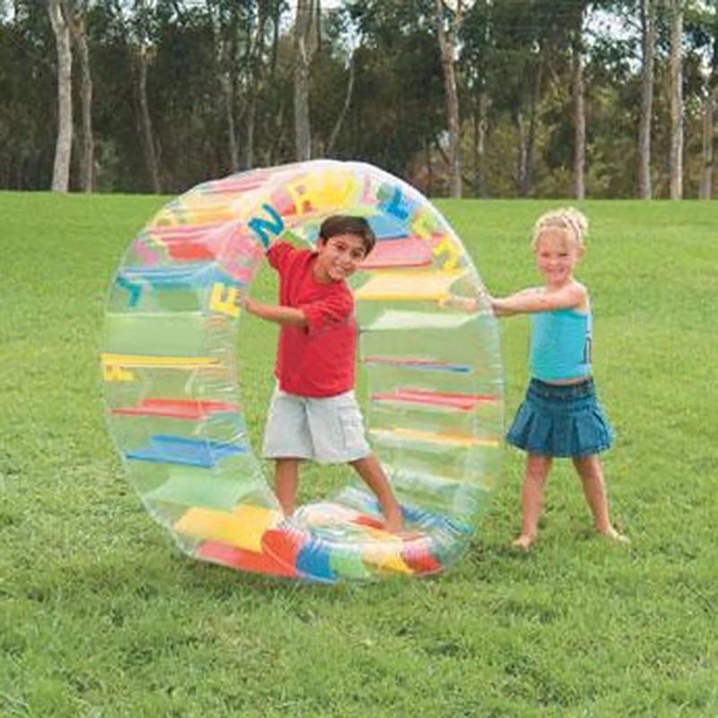 Roda de Água Brinquedos para Crianças a Água Brinca Bolas Coloridas Gigante Inflável Rolo Piscina Float Festa Praia Bola Água Diversão 100 cm 12 Balões de água