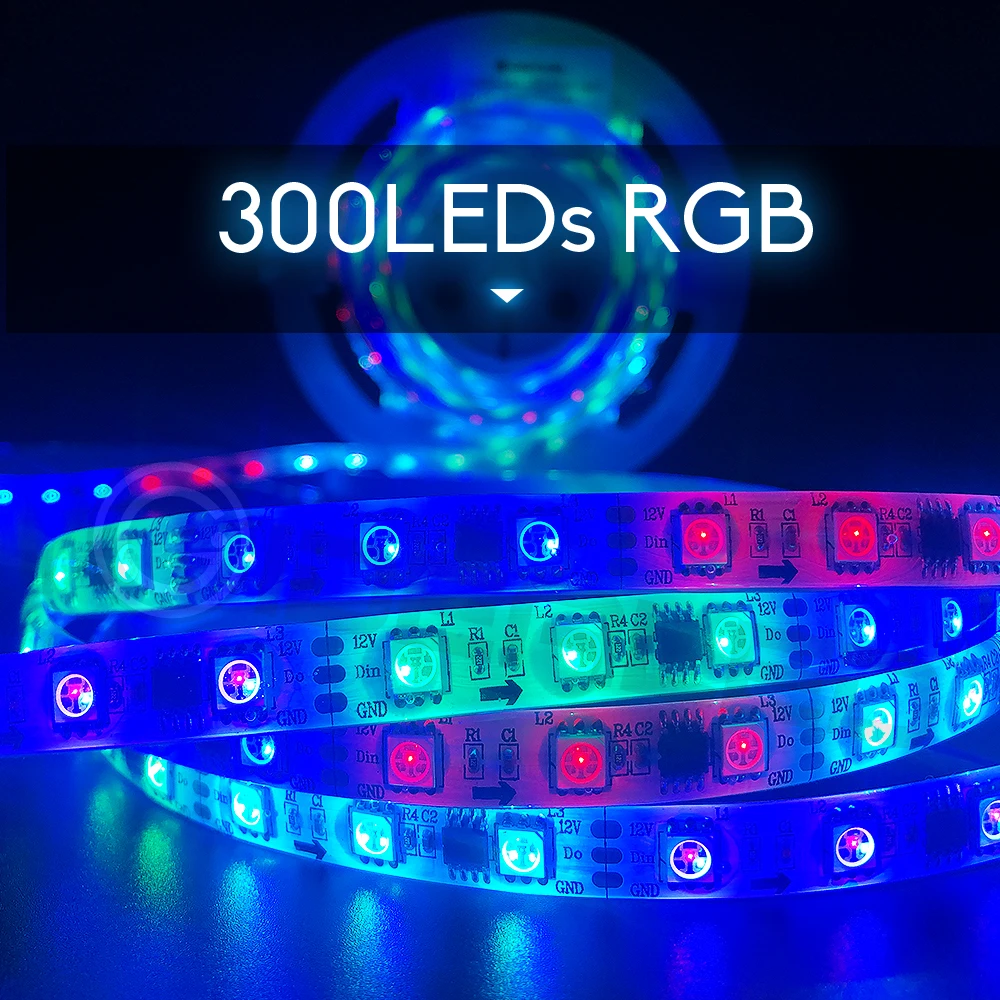 Цветная светодиодная лента 60 пикселей Адресуемая цифровая полноцветная Гибкая полоса WS2812B Для Домашнее украшение