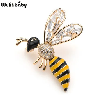 

Wuli&baby Crystal Yellow Bee Brooches For Women And Men Fashion Top Quality Insect Brooch Pins Wedding Broche Gift Scarf Pins