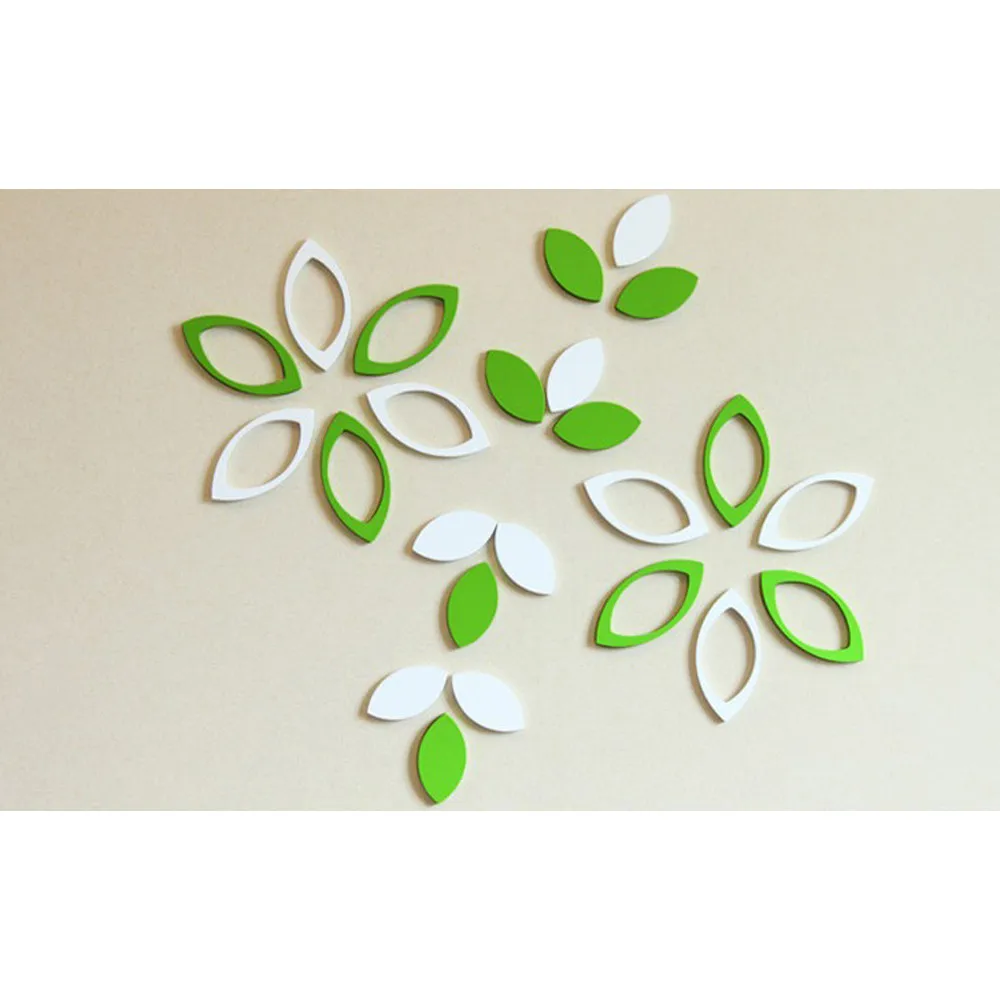 

3D Wooden Wall Stickers Green White Tree Leaves Shape DIY Decoration Home Decor Living Room adesivi per pareti