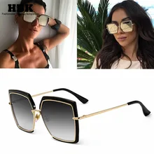 HBK Квадратные Солнцезащитные очки пилота большая оправа винтажные Ретро женские мужские брендовые дизайнерские Роскошные новые модные солнцезащитные очки UV400