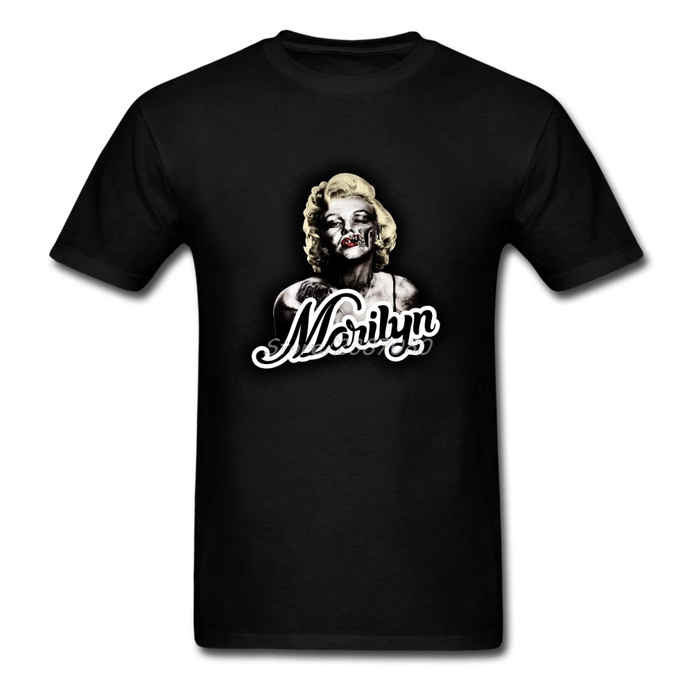 2017 разрушения Мэрилин Монро хлопковая Футболка crewneck пользовательские короткий