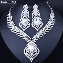 Plumas de cola del Pavo Real de la moda en forma de Collar y Pendientes para Las Mujeres Elegantes de Los Rhinestones Cristalinos Blancos sistemas de La Joyería Nupcial