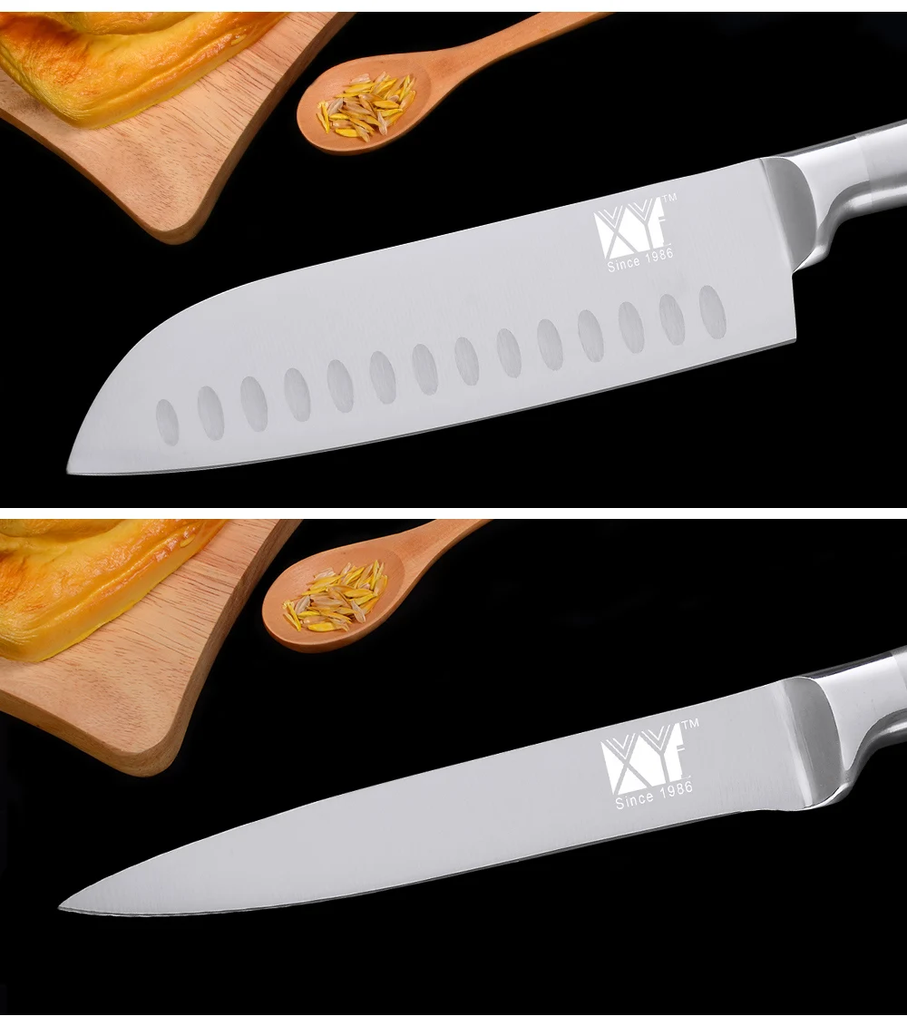 XYj 7cr17 набор кухонных ножей из нержавеющей стали, фруктовый нож Santoku, нож для нарезки хлеба, нож для приготовления пищи, цельные ножи