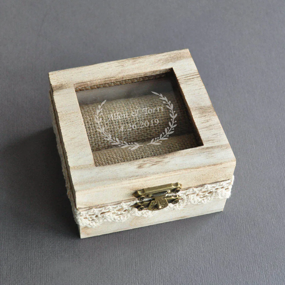 Персонализированные деревенские свадебные подарочные коробки, свадебные кольца коробки, выгравированные деревянные Свадебные кольца держатель, обручальные коробки, предложение кольцо коробка - Цвет: model 2