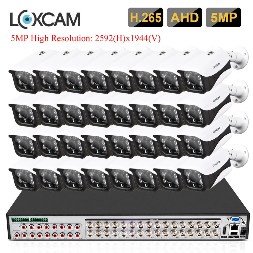 LOXCAM h.265+ 32CH 5MP NVR Kit CCTV Camera System 5MP Security Outdoor Waterproof night vision Camera Video Surveillance System