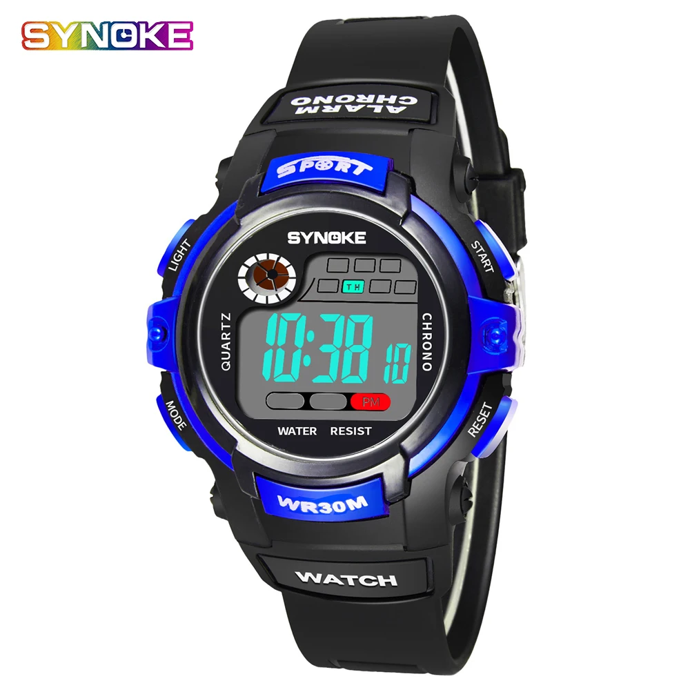 

SYNOKE Children's Watch Brand Digital LED Kid Clock Fashion Sports Watch Soft Comfortable Cute Wrist Watch Waterproof Boys Watch