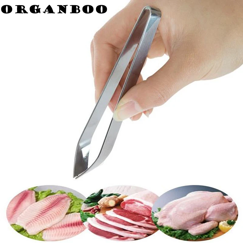 

ORGANBOO 1PC Fish Bone remover Stainless Steel Fishbone Tweezers Tongs Practice Skin Removal Pliers Pincer Seafood Tools