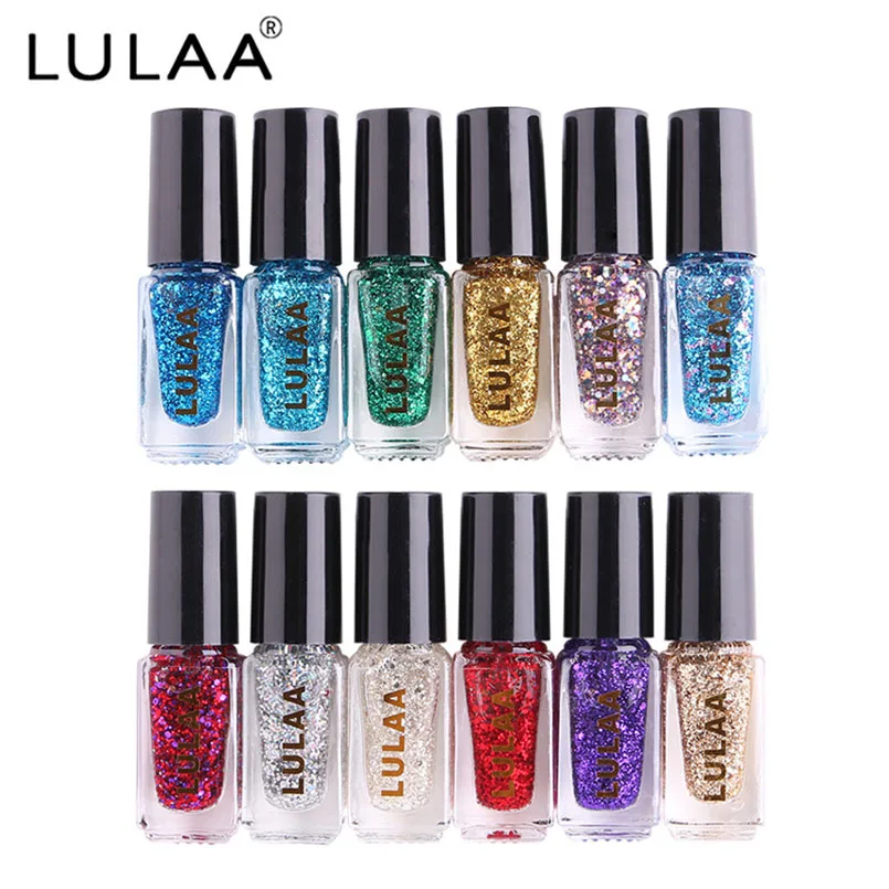 

6ml Shiny Long Lasting 12 Colors Nail Polish Glitter Varnish Nail Polish Lacquer Quickly Dry Nail Lacquer Sweet DIY Nail Arts