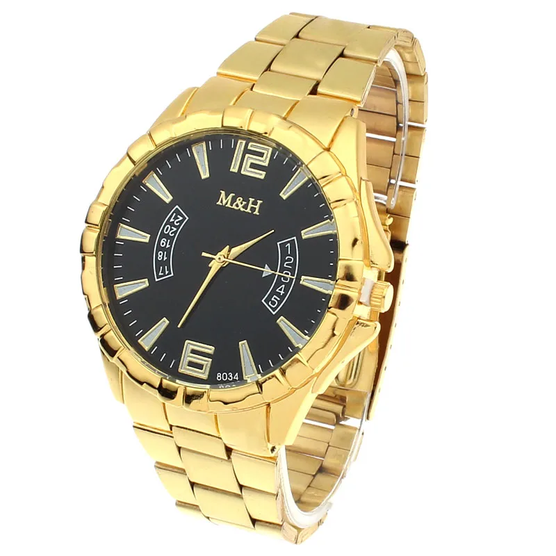 Новые брендовые Модные мужские спортивные часы из нержавеющей стали Спортивные кварцевые золотые наручные часы с большим циферблатом Relogio Feminino