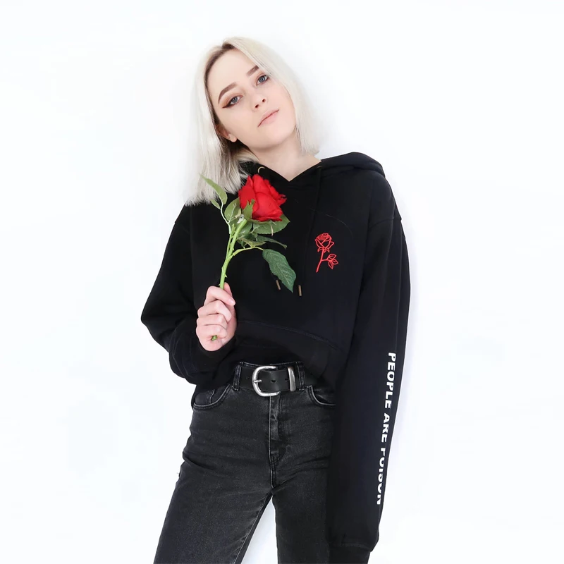 Skuggnas People Are Poison Rose Sleeve Print Hoodies Black Tumblr Inspired Pale Pastel Grunge Aesthetics Women Sweatshirt tops 2023 manufacturer 6 10 people european big barbecue black outdoor meat smoker square large charcoal trolley bbq grill with side