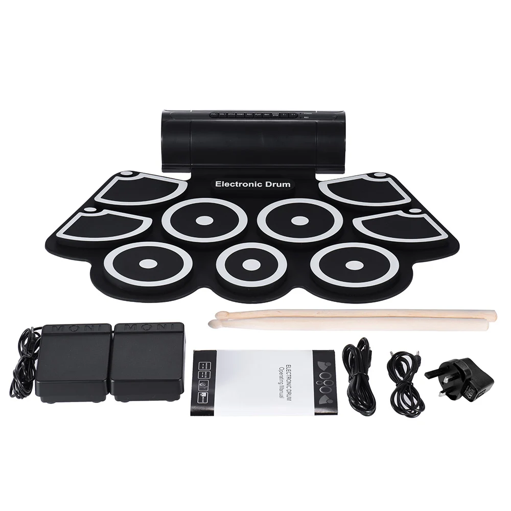 Aliexpress Buy Portable Electronic Roll Up Drum Pad Set 9 Silicon