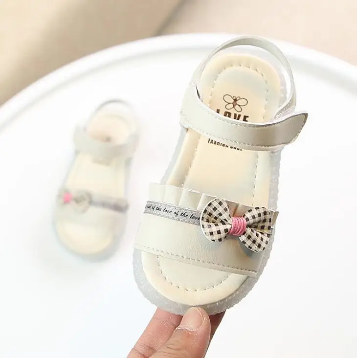 

2019 Summer Elegant Plaid Bow-tie Girls Shoes Nice Character Sandals for Girls Baby Girl Toddlers Ruffles Mary Jane Shoes