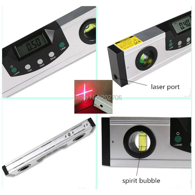 60cm 24" Digital Red Laser Level Laser Horizontal Digital Protractor 0