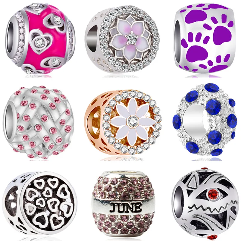

Vintage Punk Style Car Balloon Bell Bear Paw Flowers Enamel Beads Charms Fit Pandora Bracelets DIY Trinket for Women Accessories