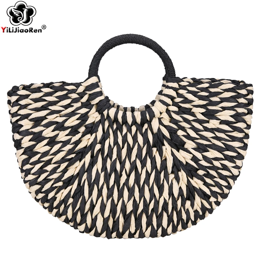

Fashion Circle Large Summer Beach Bag Handmade Rattan Woven Straw Bag Luxury Handbags Women Bags Designer Large Capacity Tote