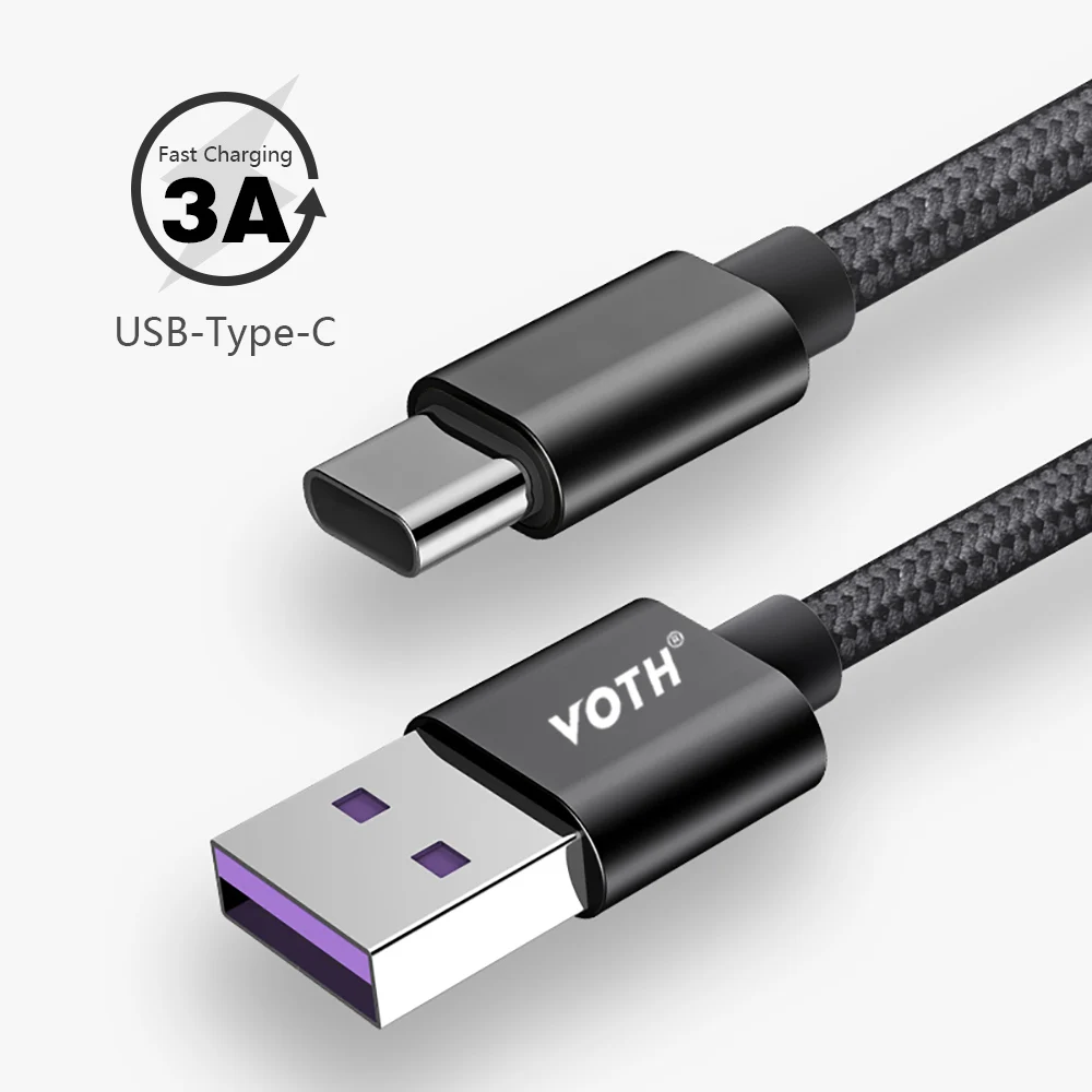 

VOTH usb Typec C cable for Samsung Xiaomi Huawei LG Blackberry fast charging type-c cables mobile phone charger cord data