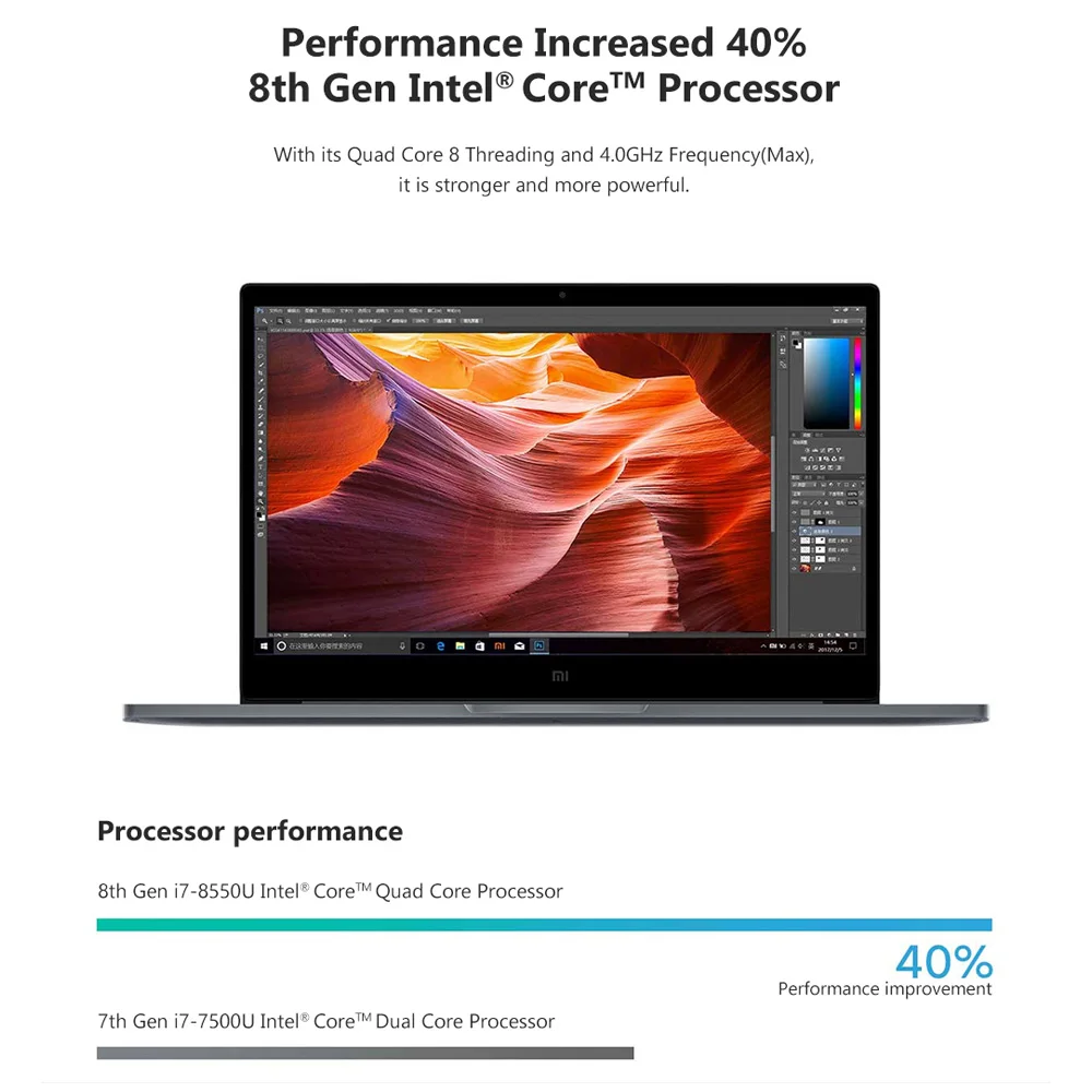 Оригинальный ноутбук Xiaomi MI Air 13 3 дюйма четырехъядерный i5 i7 8G MX250 ультратонкий 512G
