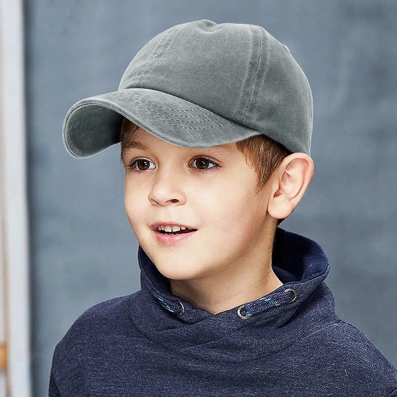 

GEMVIE Baseball Cap Kids 2-8 years Toddler Washed Snapback Cap For a Boy Girls Solid Color Denim Children Summer Sunhat