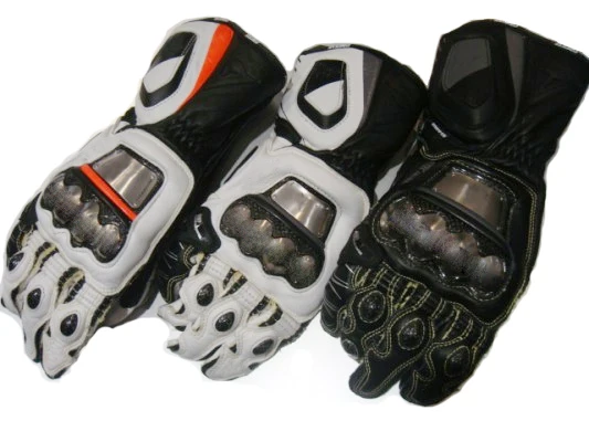 

Full Metal Motorcycle Gloves Sport Racing Cowhide Genuine Leather Gloves Orange