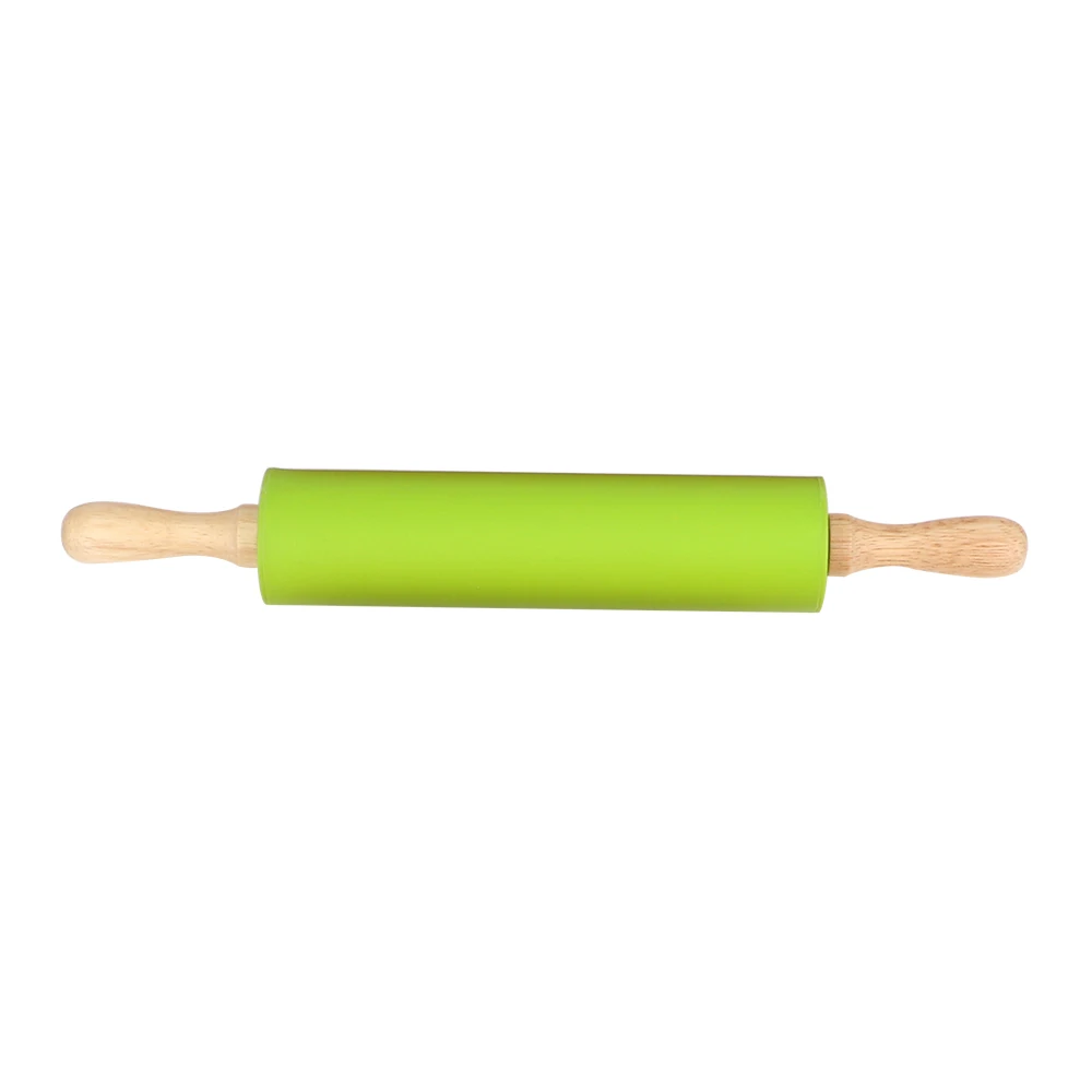 HILIFE гаджеты Кондитерские инструменты антипригарное Силиконовое помадка торт тесто ролик печенье тиснение Скалка с деревянной ручкой - Цвет: Зеленый