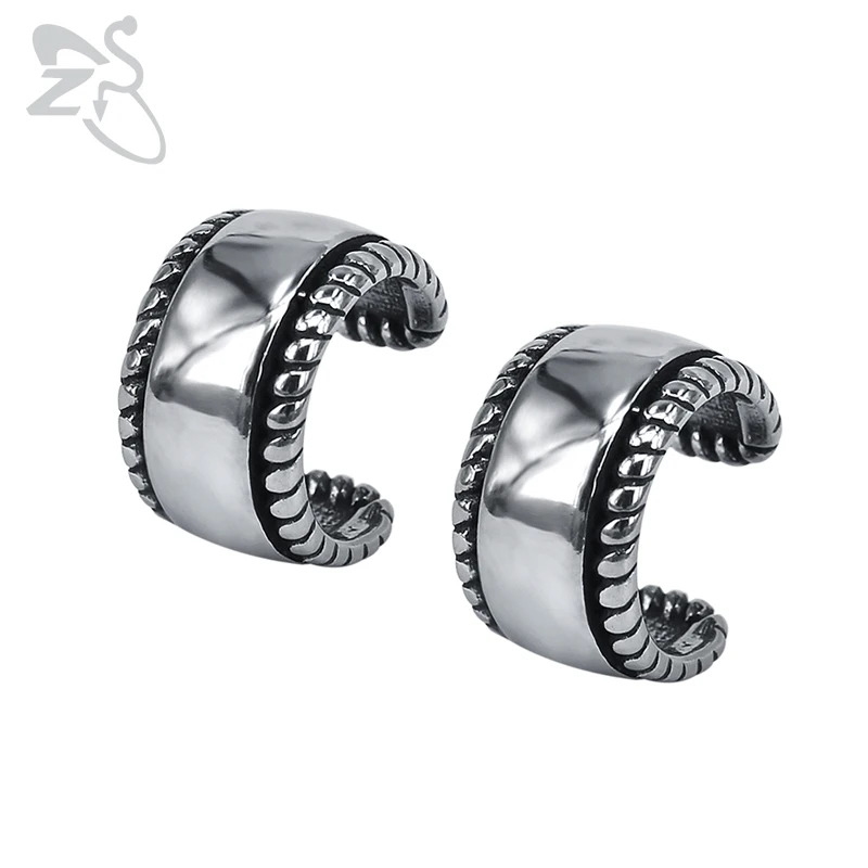

ZS Punk Smooth Clip Earrings for Men Stainless Steel Jewelry Earring Fashion Gothic Ear Cuff for Male Cartilage Earrings Jewelry