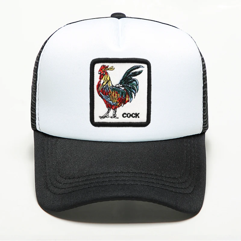 

New Fashion Colorful Cock Printing Baseball Caps High Quality Pure Handmade Printed Mesh Unisex Breathable Adjustable Summer Cap